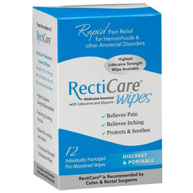 Recticare wipe texture close-up with glycerin sheen demonstrating soothing barrier