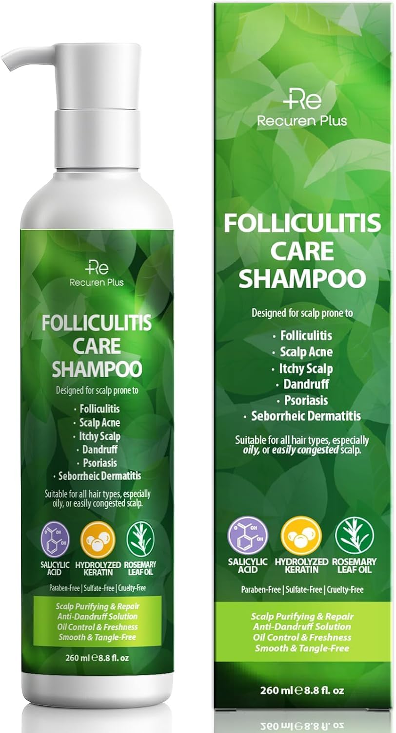 Recuren Plus front bottle showing packaging and purpose for scalp relief