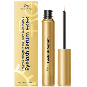 Recuren Plus front packaging shows product and benefits for fuller lashes