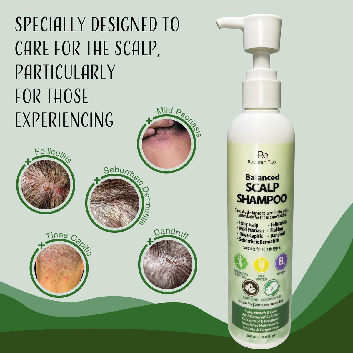 Recuren Plus with rosemary and coconut oil ingredients for soothing