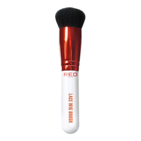 Red by Kiss application on lace edge illustrating natural hairline finish and oil control
