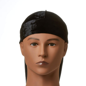Red by Kiss durag worn under a helmet protecting hair and adding comfort