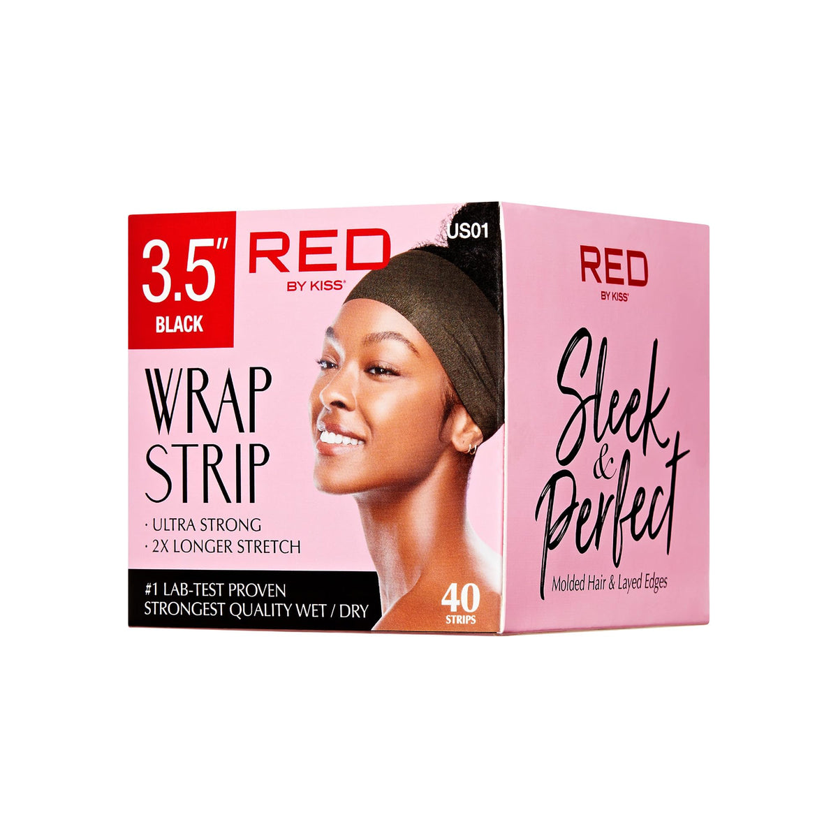 Red by Kiss front packaging showing 44 strips and product benefits