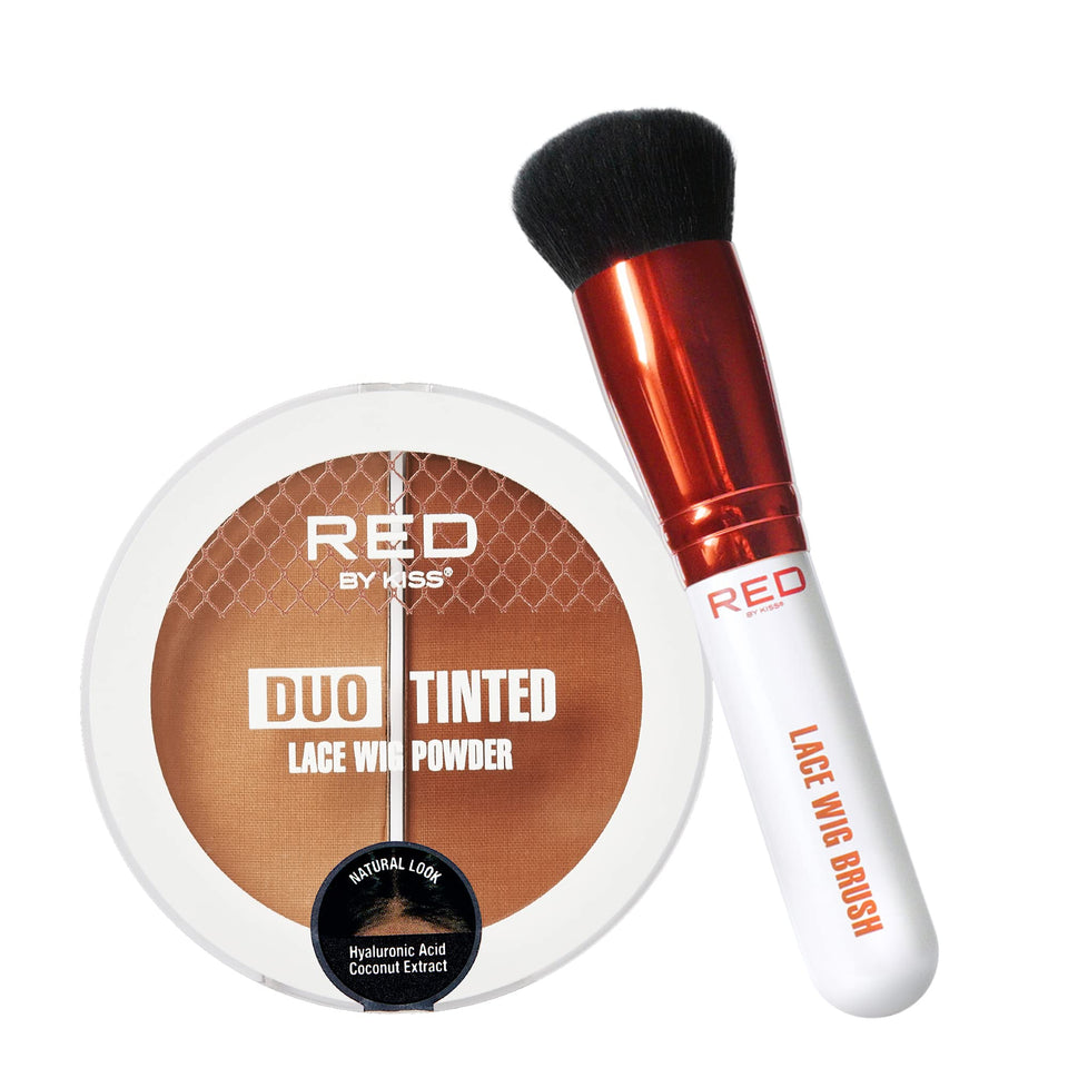 Red by Kiss front packaging showing compact brush and shade duo for easy touch-ups