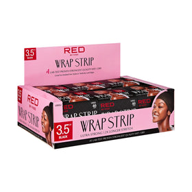 Red by Kiss strip applied to hair demonstrating sleek edge control benefit