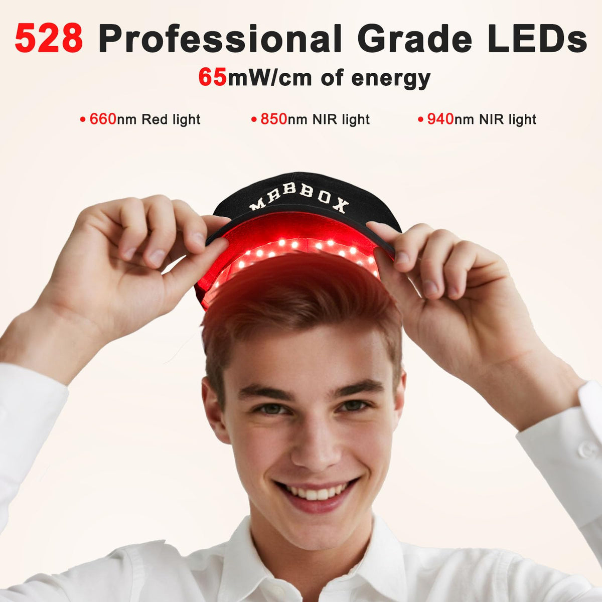 Red Light Hair Growth Cap side profile displaying comfortable fit and secure wear benefit