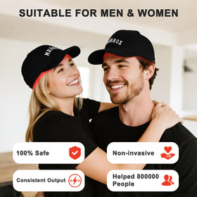 Red Light Hair Growth Cap next to common objects showing scale and wearable size benefit