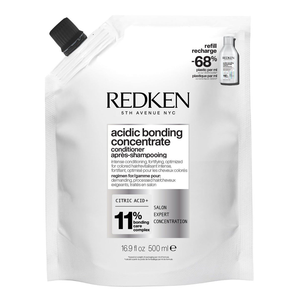 Redken Acidic Bonding Concentrate conditioner front packaging showing product benefits