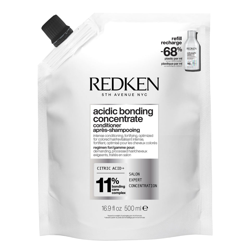 Redken Acidic Bonding Concentrate conditioner front packaging showing product benefits