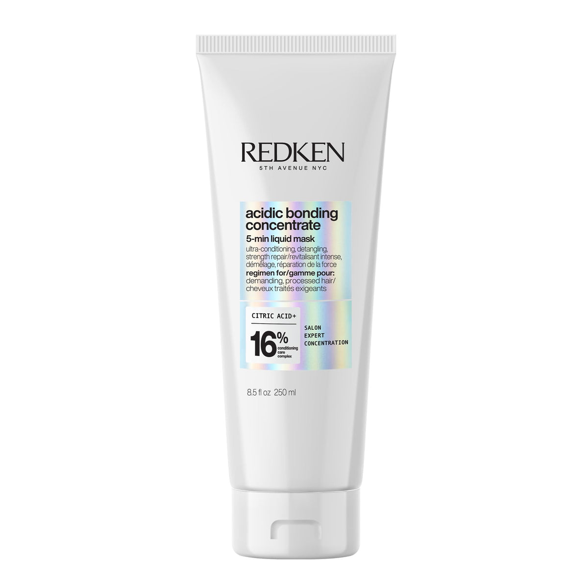 Redken front bottle showing product branding and quick use benefits