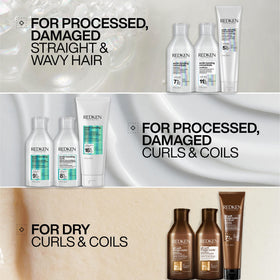 Redken treated color-safe curls showing restored shine and pattern