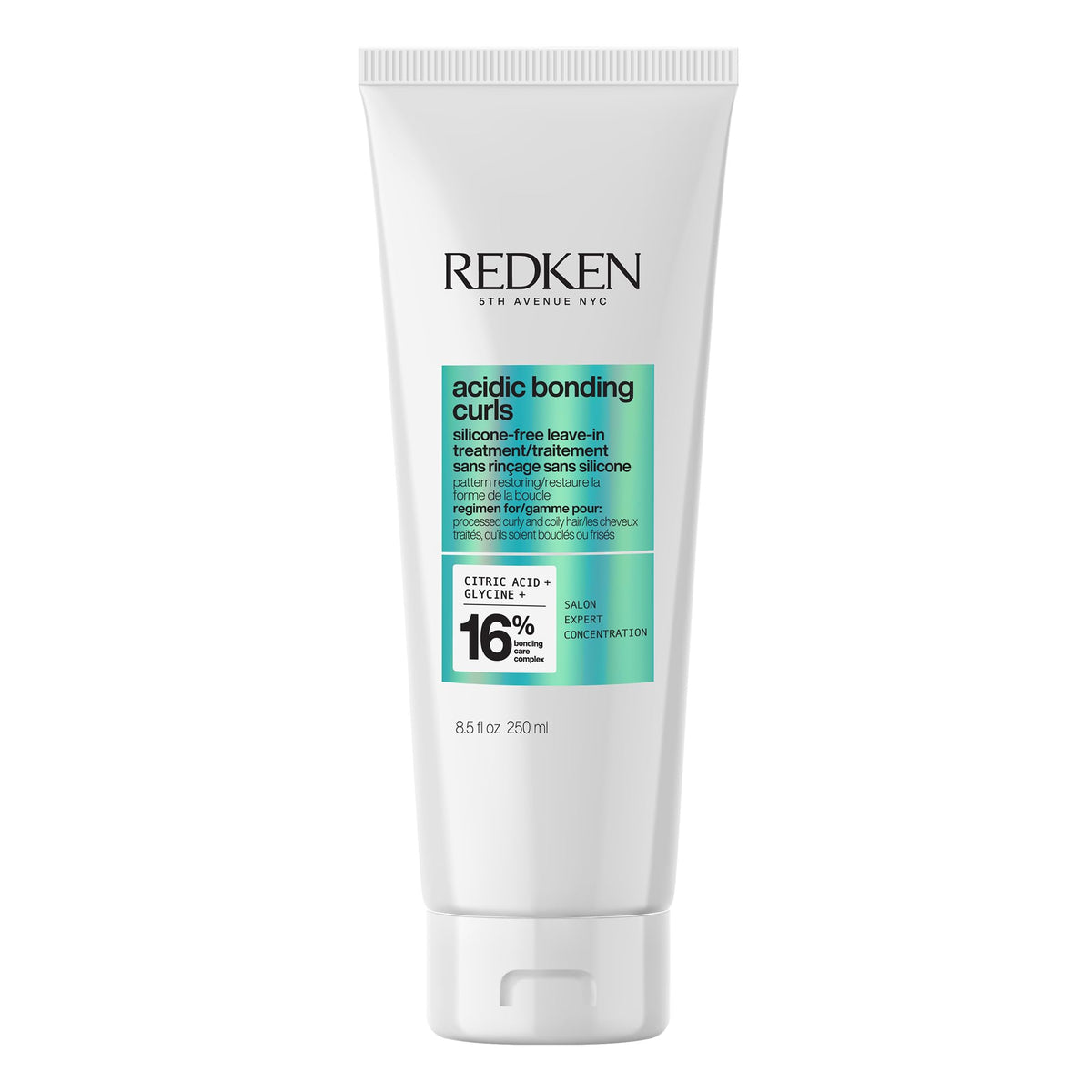 Redken leave-in front packaging showing product benefits and design