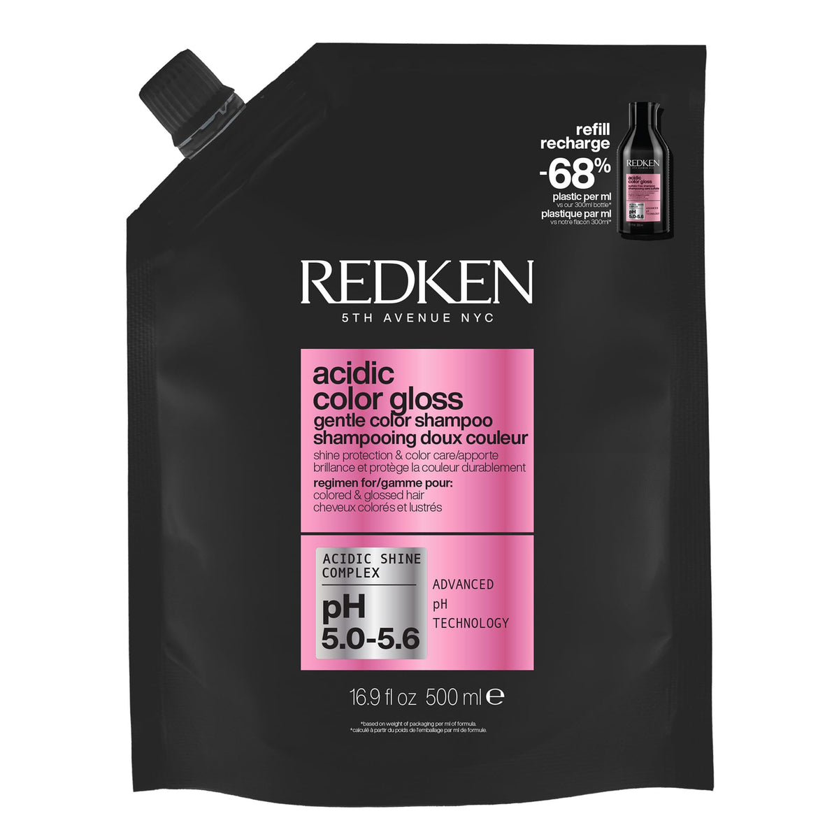 Redken bottle front view showing label and color protection benefits