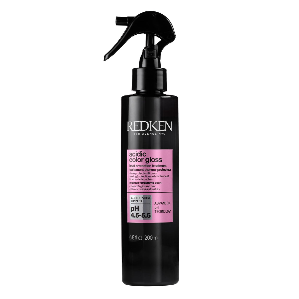 Redken bottle front packaging showing product benefits and sleek design