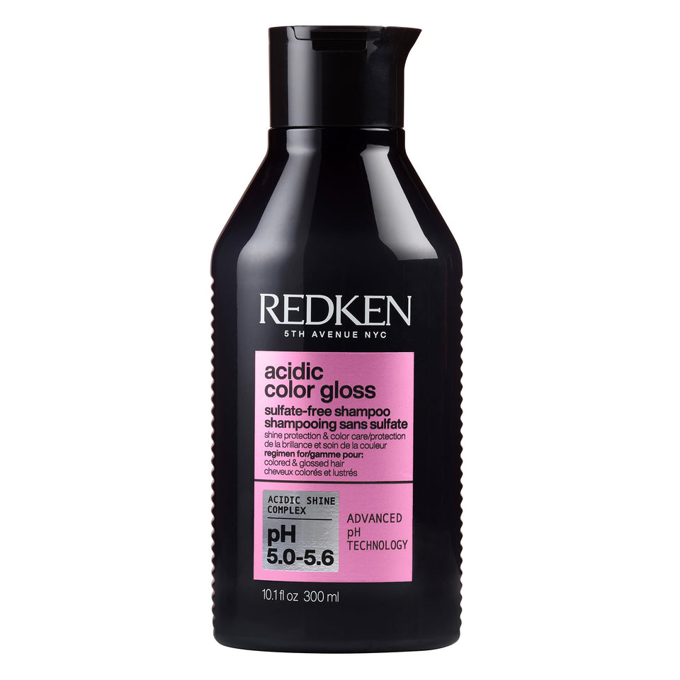 Redken front packaging of Acidic Color Gloss Shampoo showing label and benefit