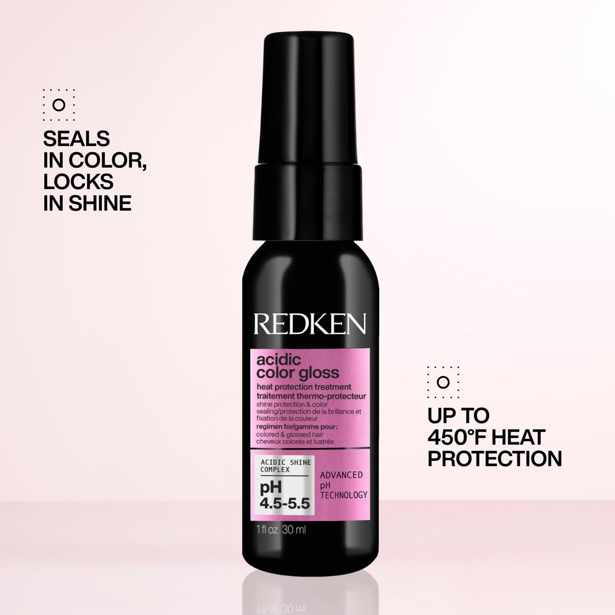 Redken spray mist on hair showing even coverage and heat-protection benefits