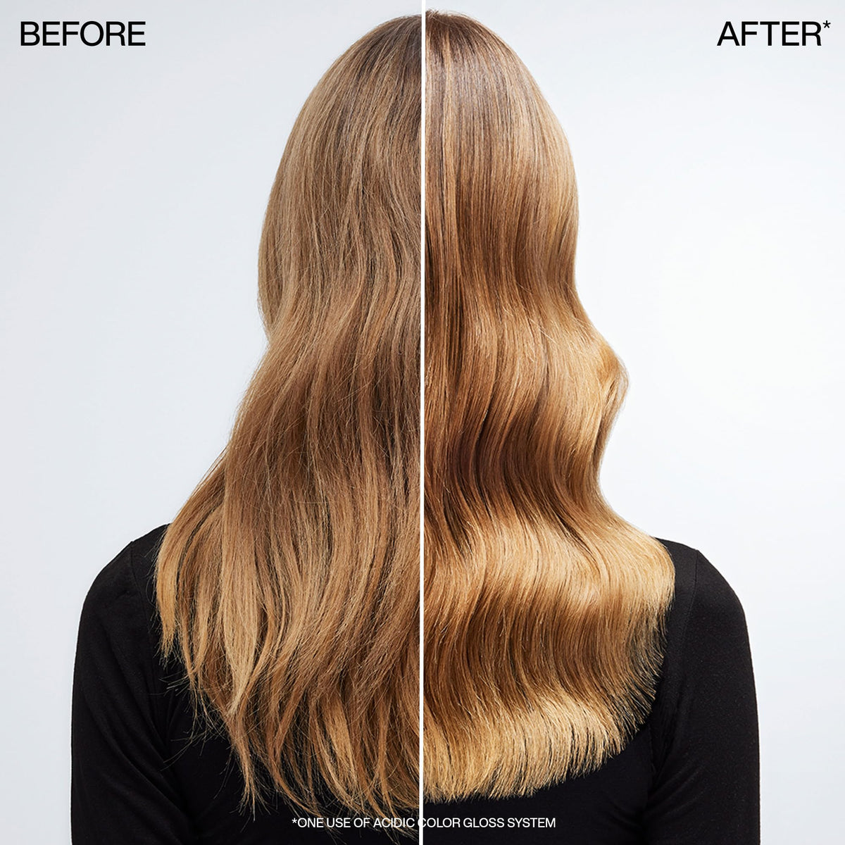 Redken texture on hair strand showing smooth cuticle and enhanced shine