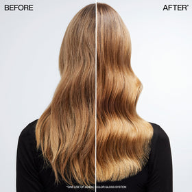 Redken texture on hair strand showing smooth cuticle and enhanced shine