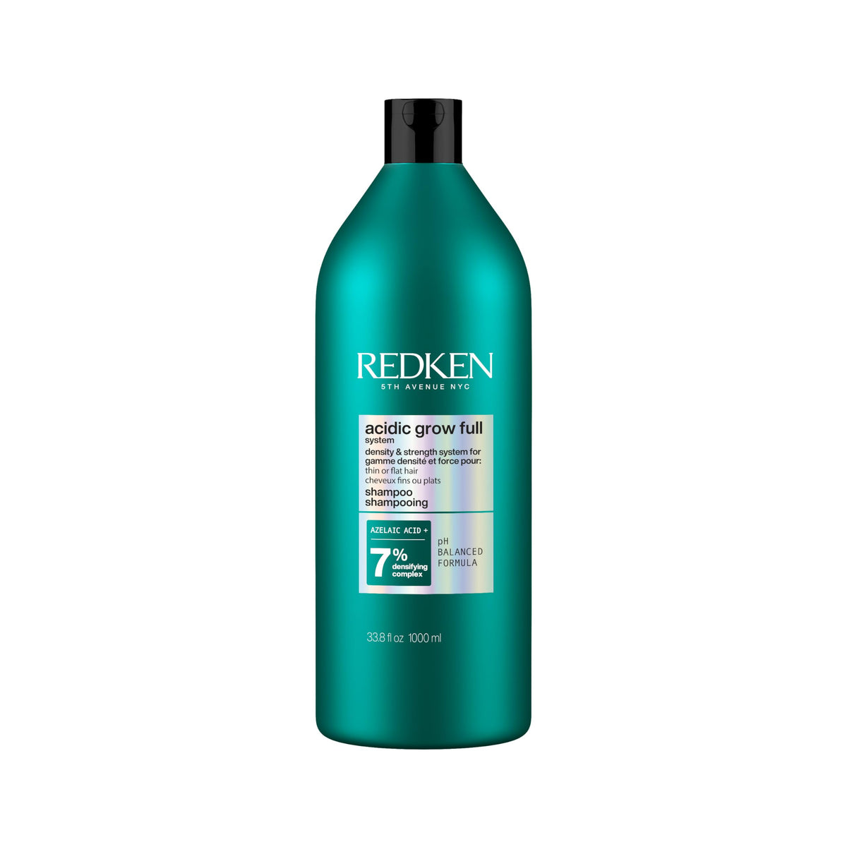 Redken bottle front view showing product and fuller-hair benefit
