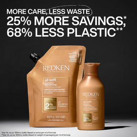 Redken before and after hair showing softer shinier result benefit