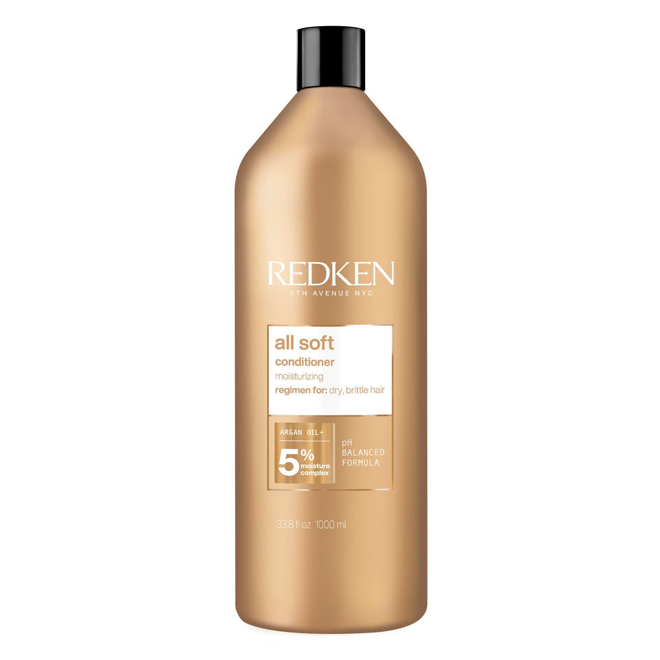 Redken All Soft conditioner front packaging showing brand and hydration benefit