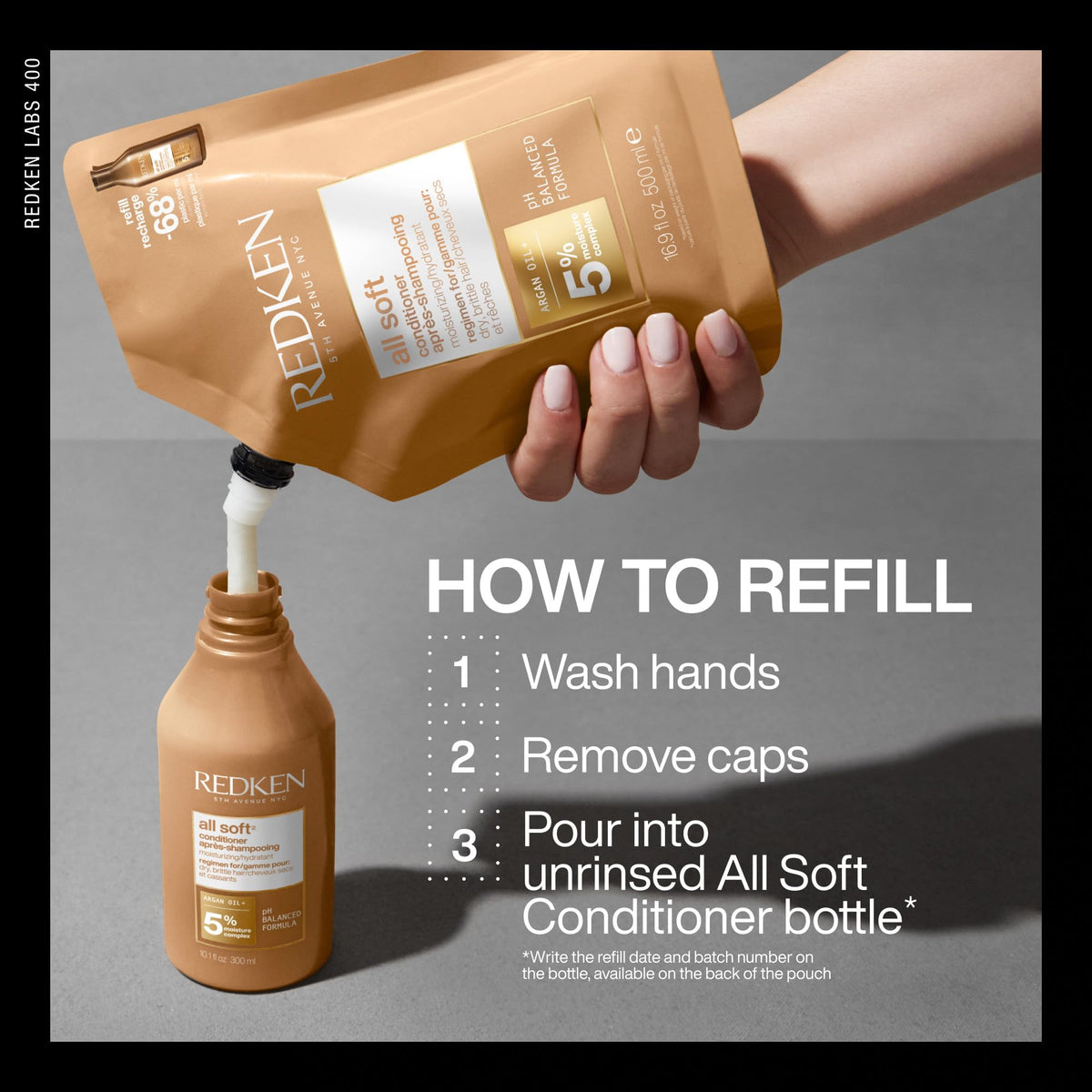 Redken before and after on dry hair showing improved softness benefit