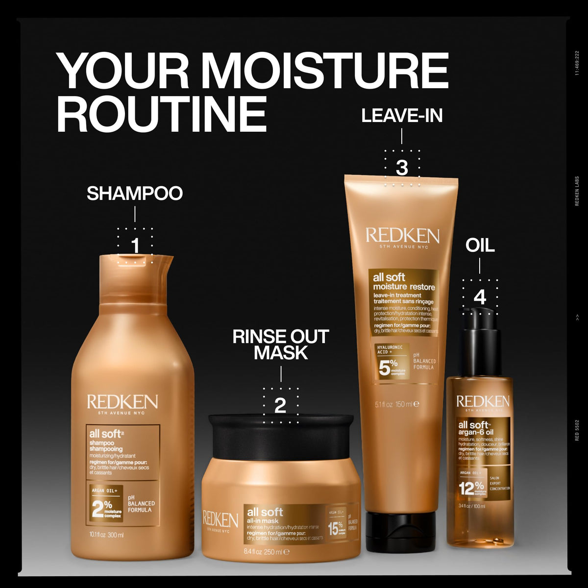 Redken jar on bathroom shelf showing professional treatment at home