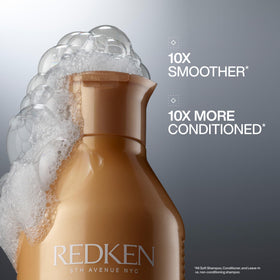 Redken All Soft pump and label close-up highlighting product details