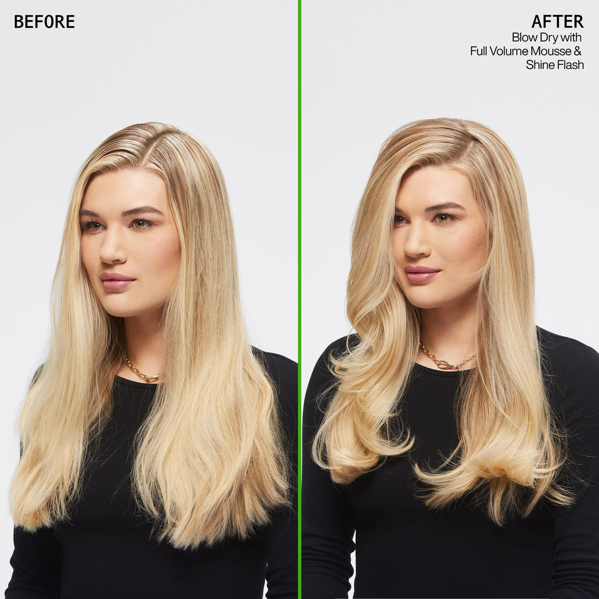 Redken mousse applied to towel-dried hair for root lift benefit