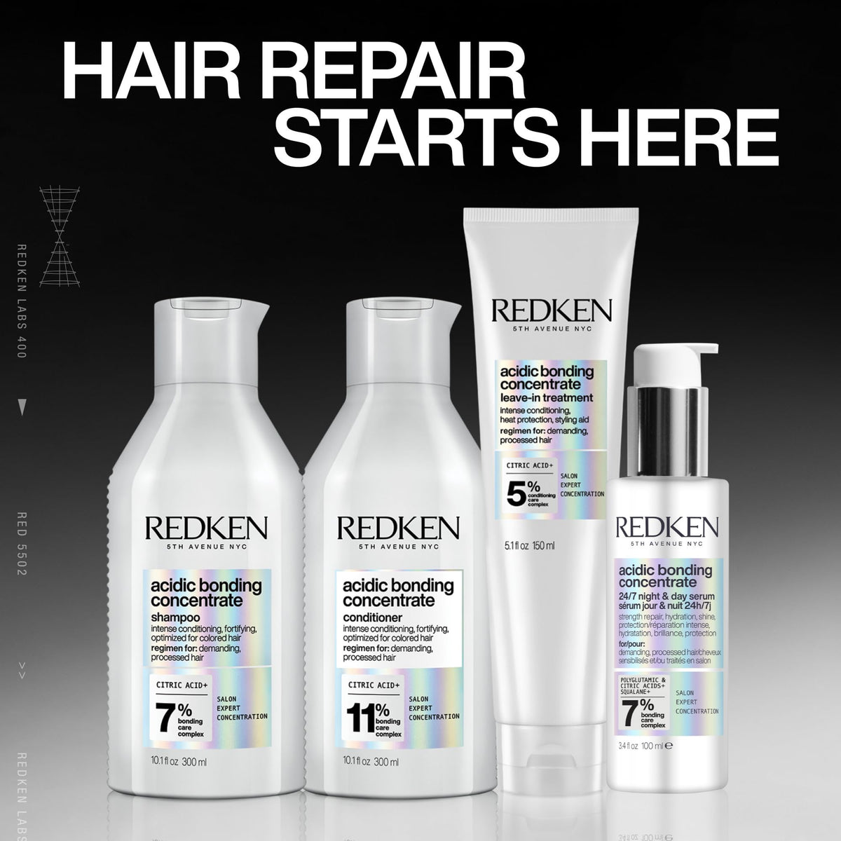 Bathroom shelf styled with Redken for a salon-quality at-home treatment benefit