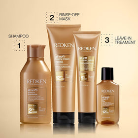 Bathroom shelf with Redken mask staged to show everyday styling routine