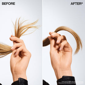 Redken split ends before and after comparison showing visible sealing benefit