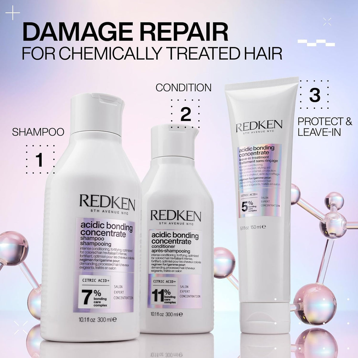 Redken before and after hair ends showing reduced splitting and smoother finish