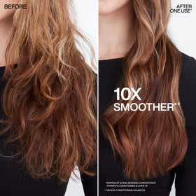 Redken before and after split ends showing reduced splitting and visible repair