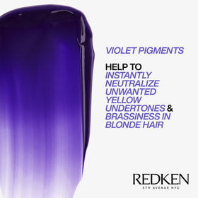 Redken Blondage on a bathroom shelf in a styled routine for at-home salon results