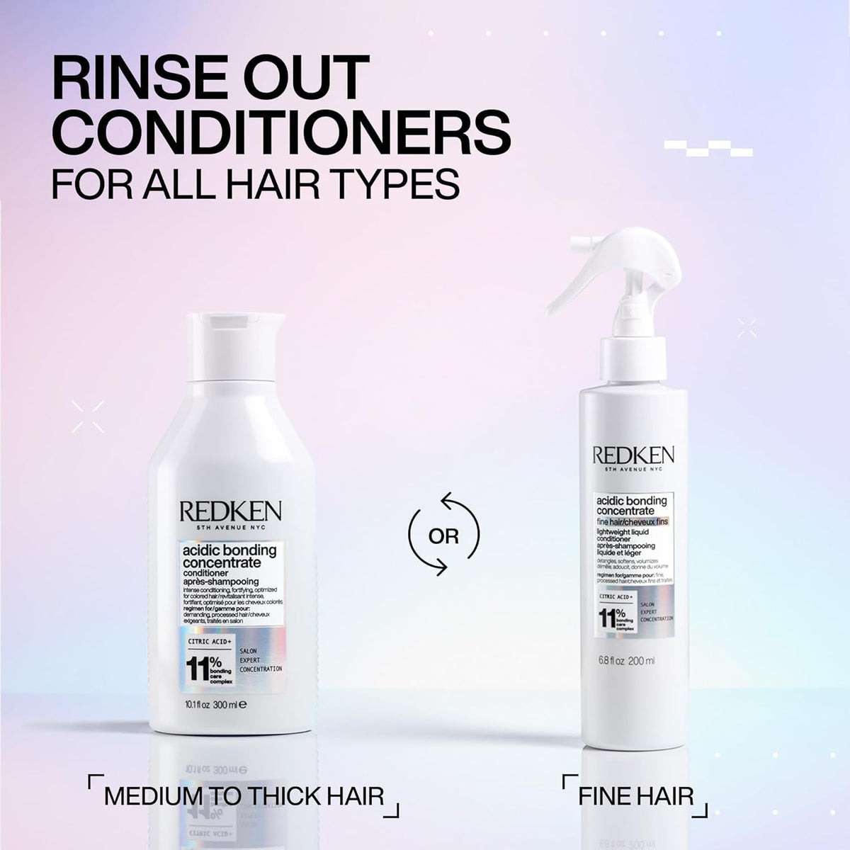 Redken bonding conditioner size and scale next to hand for proportion