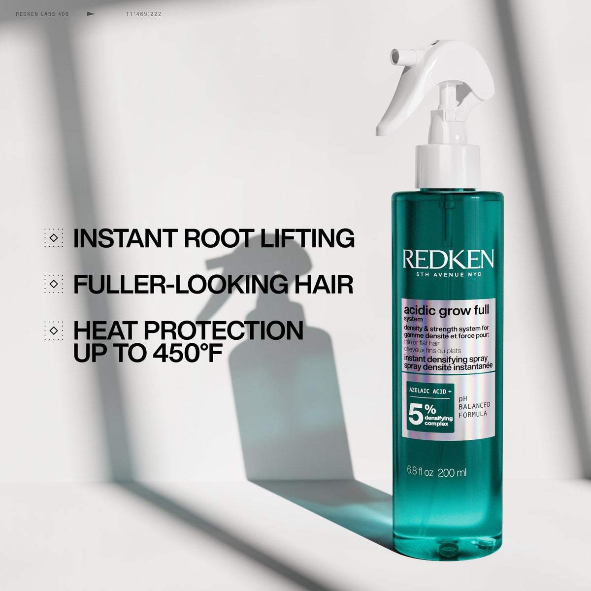 Redken bottle label detail with ingredient focus for consumer transparency and confidence