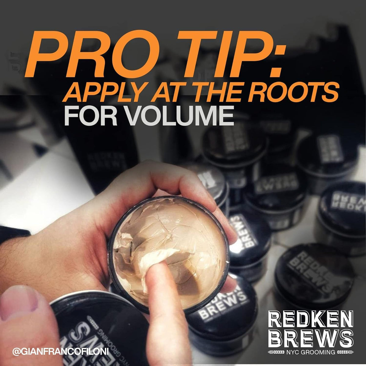 redken brews application on hands demonstrating easy warming and even product distribution