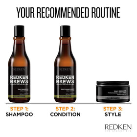 Redken Brews conditioner applied in shower delivering detangling benefit