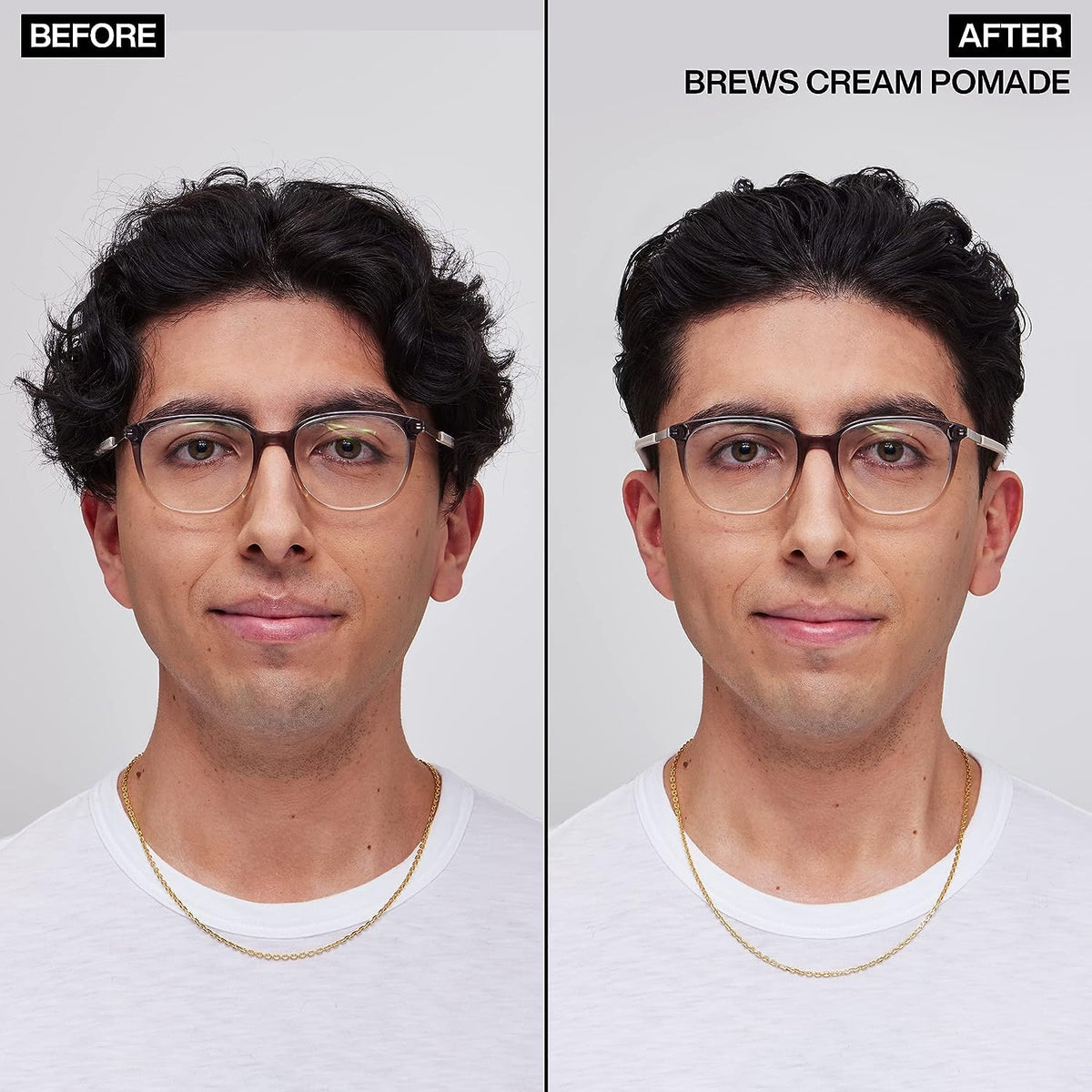 Close-up of Redken Brews label highlighting product details and clean formulation