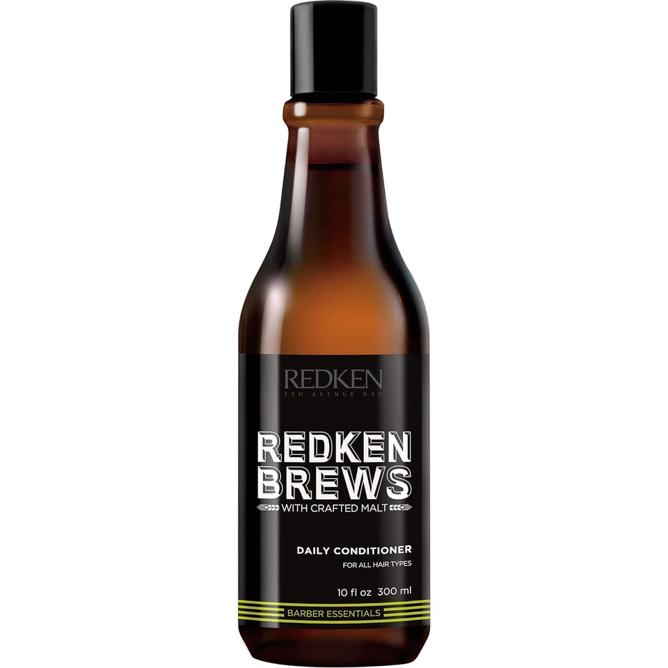 Redken Brews front packaging showing 10 fl oz bottle and label benefits