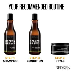 redken brews in hair before after showing added volume and natural matte texture