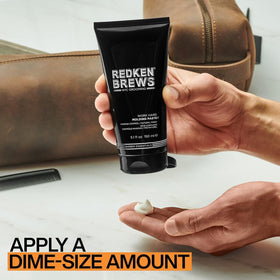 Redken Brews lifestyle shot in bathroom showing everyday grooming benefit