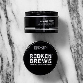 redken brews matte finish detail showing low-shine result for natural-looking styles