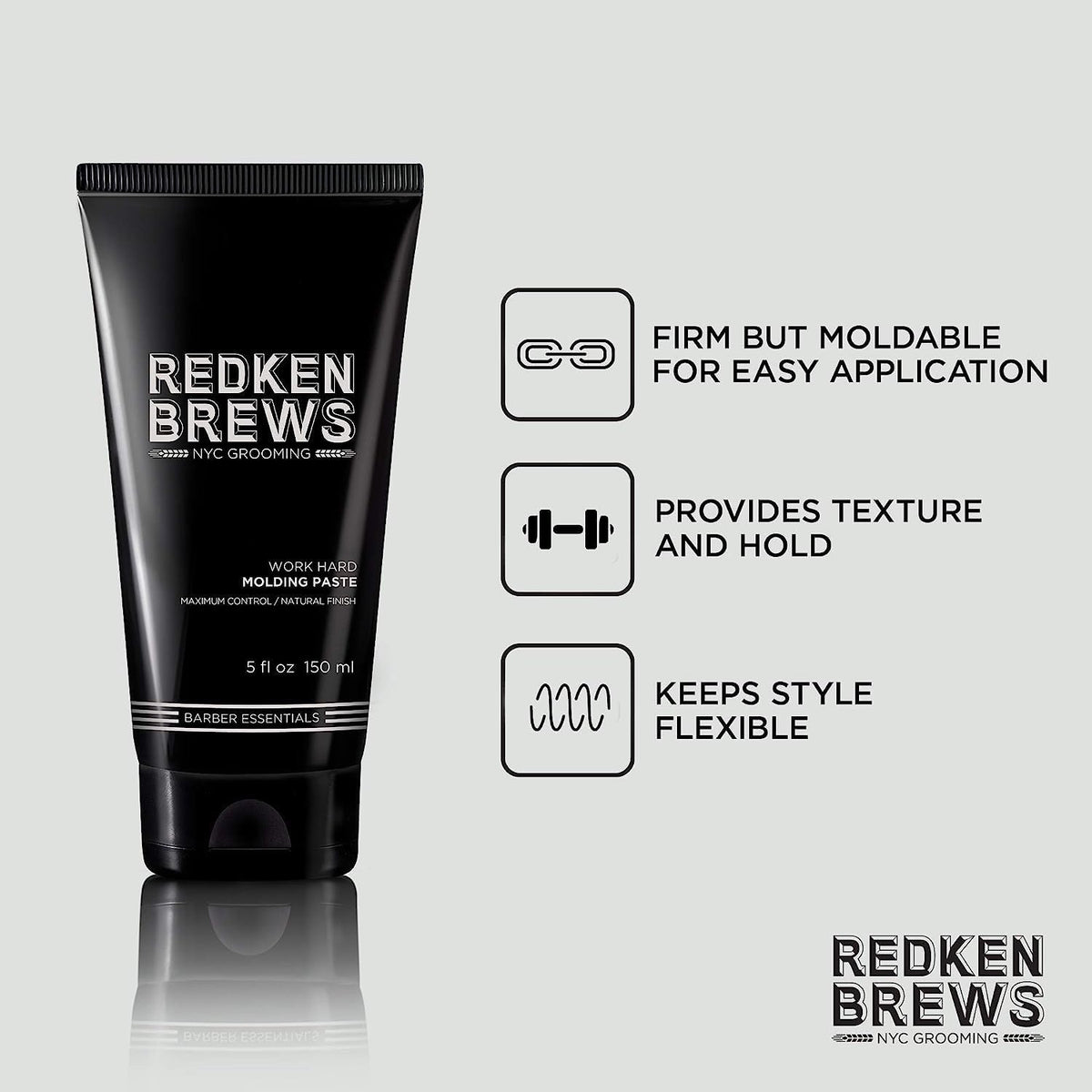 Redken Brews before and after showing defined texture and natural finish