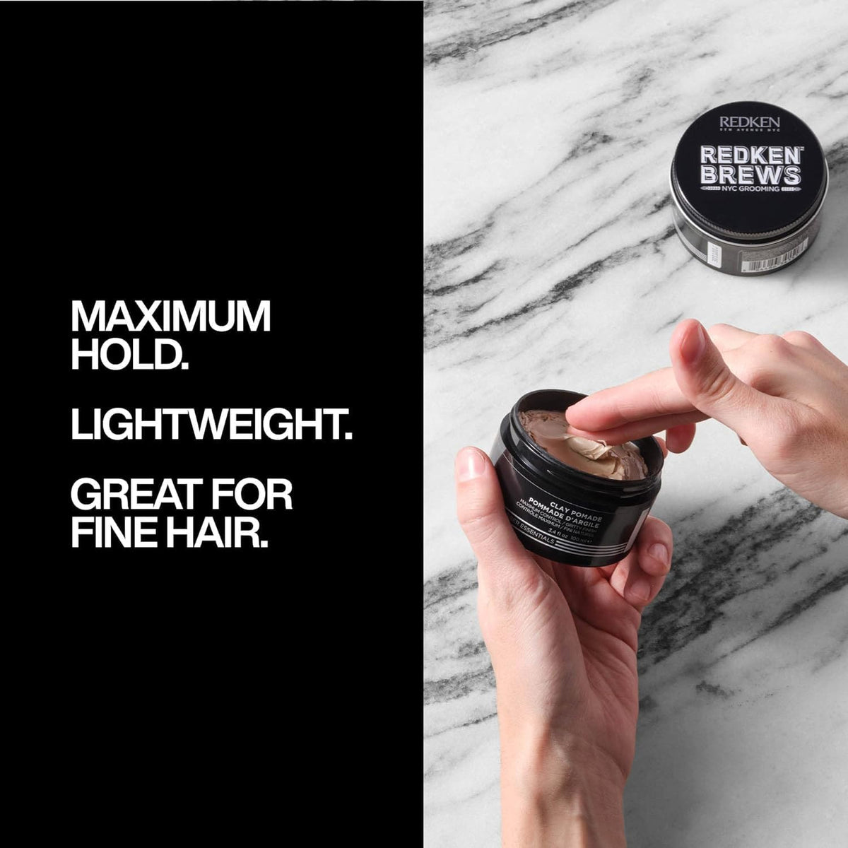 redken brews texture closeup displaying gritty clay texture for strong grip and volume