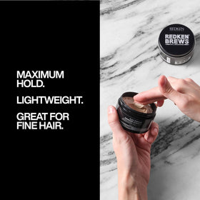 redken brews texture closeup displaying gritty clay texture for strong grip and volume