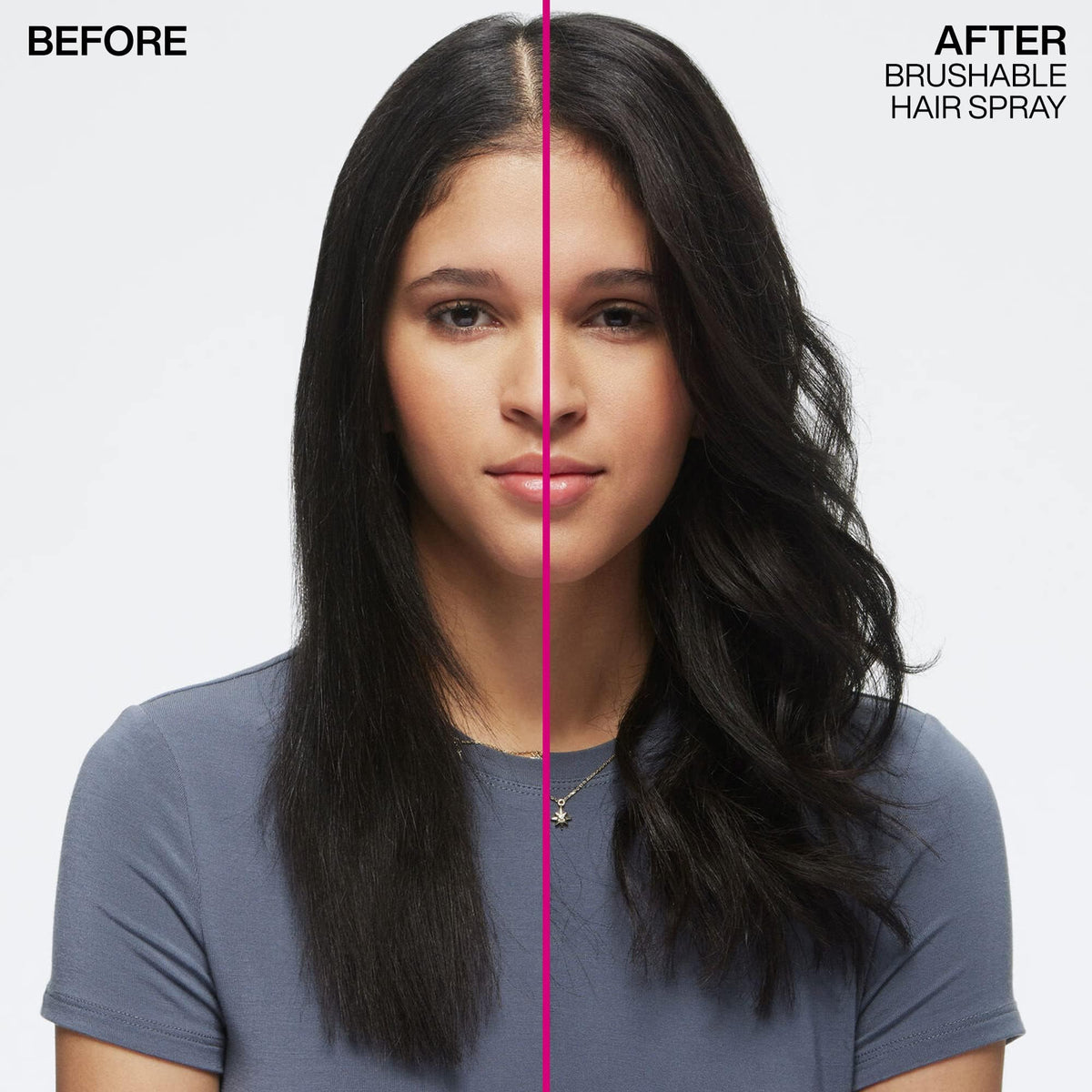 Redken aerosol nozzle close-up illustrating controlled spray for even hold