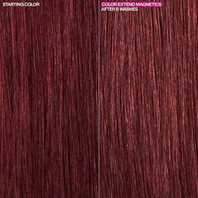 Redken before and after color-treated hair showing increased shine