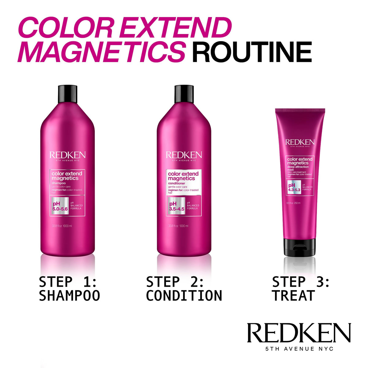 Redken bottle in shower with lather demonstrating easy in-shower use